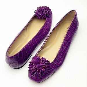 Talbots Purple Stella Pop-Pom Slip-On Patent Leather Ballet Flats